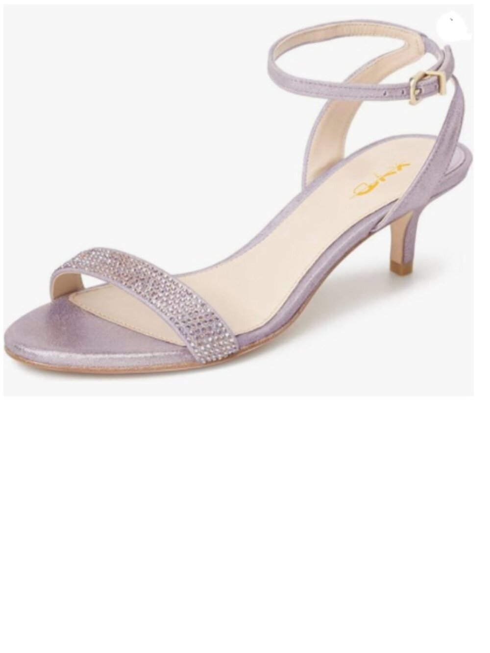 XYD Lavender Open Toe Ankle Strap Sandals Wedding Kitten Heels Rhinestones Shoes